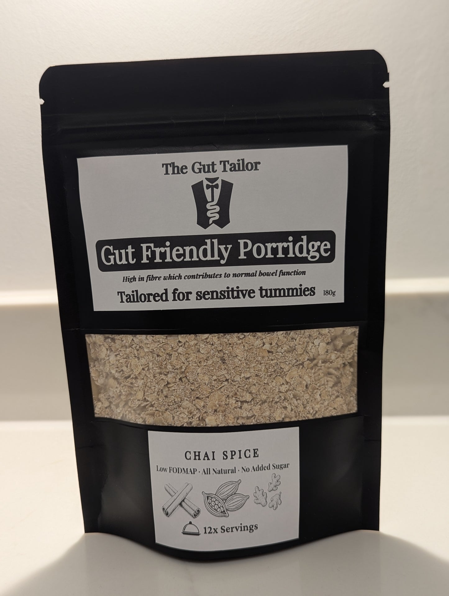 Package of Gut Friendly Porridge by The Gut Tailor with a visible label on a white background