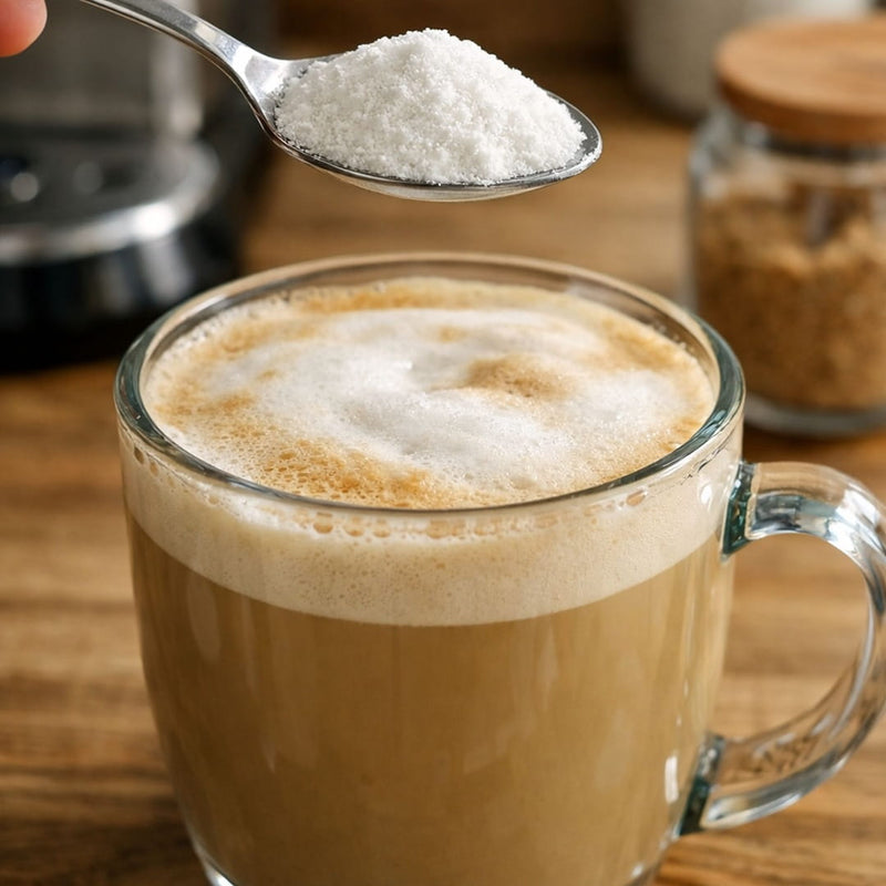 Adding Fibre Foundation prebiotic fibre to coffee