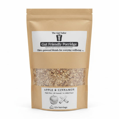 The Gut Tailor Apple & Cinnamon Gut Friendly Porridge on a plain white background