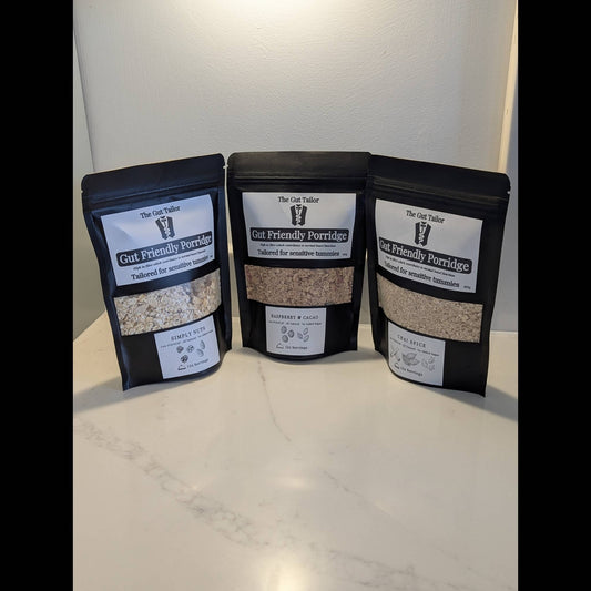 Three packages of Gut Friendly Porridge Taster Pack IBS Friendly for less Bloating