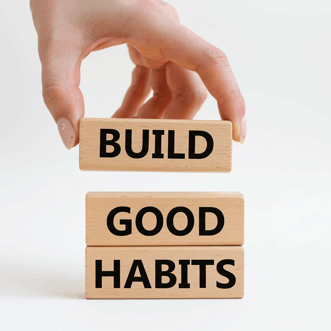 Build good habits building blocks representing a healthy fibre habit