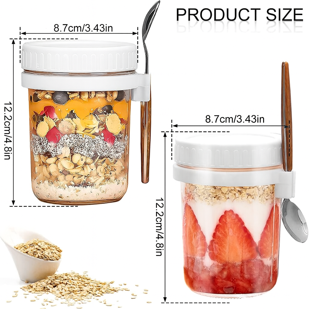 Dimensions of the overnight oats glass jar