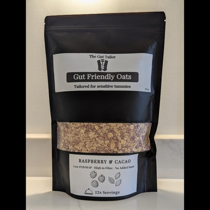 Raspberry & Cacao high‑fibre oats – low‑FODMAP porridge for gut health