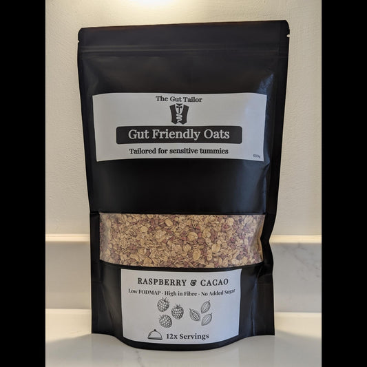 Raspberry & Cacao high‑fibre oats – low‑FODMAP porridge for gut health