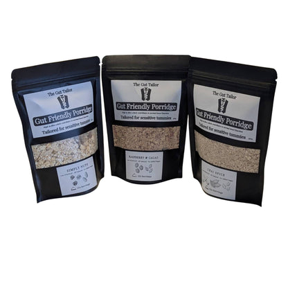 Three packages of Gut Friendly Porridge Taster Pack IBS Friendly for less Bloating