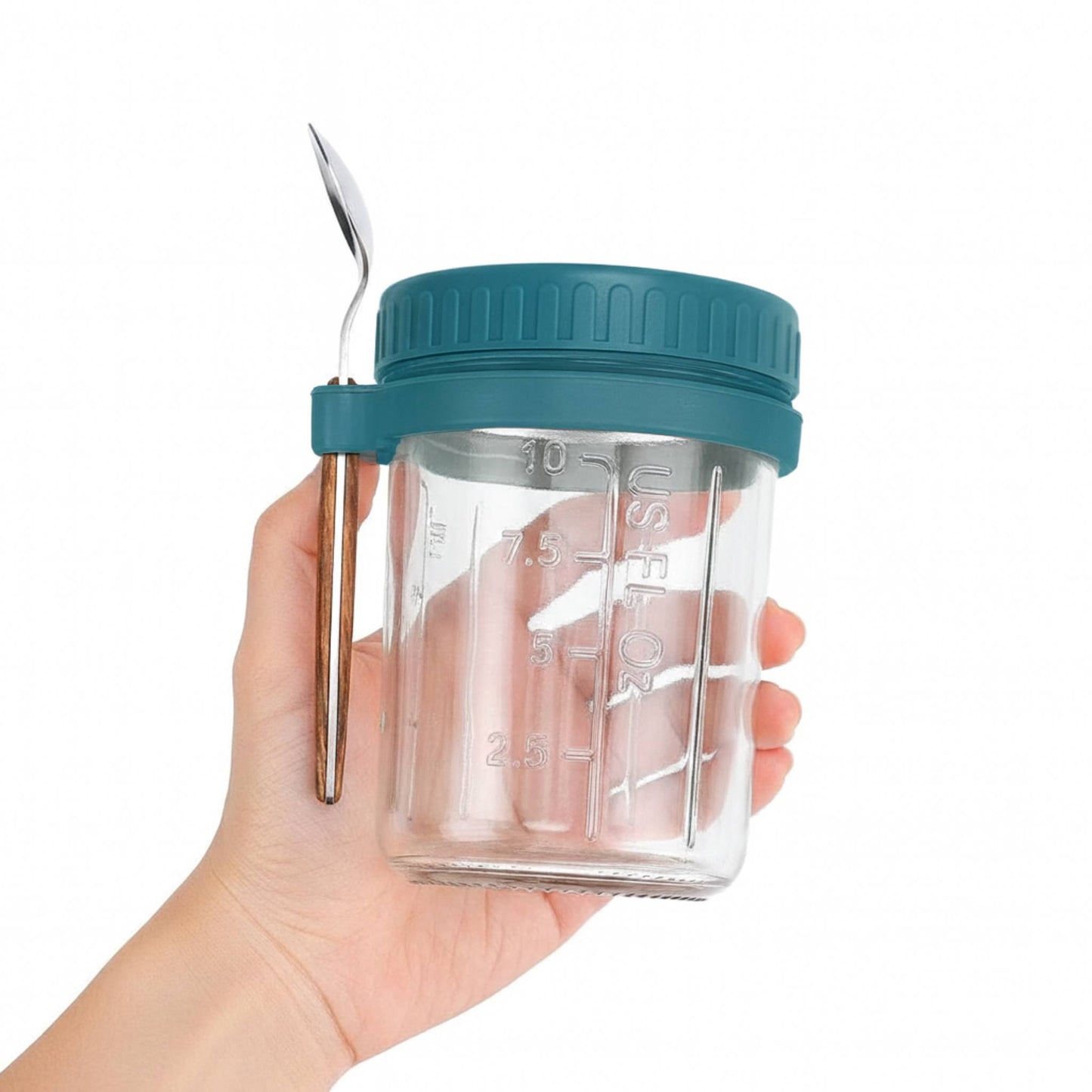 Overnight oats jar teal lid leakproof silicone lid for healthy overnight oats high fibre breakfast