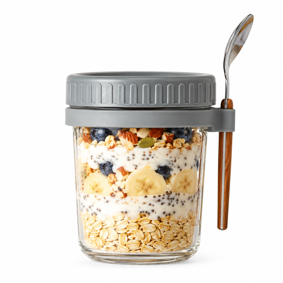 Overnight Oats Container – Leak-Proof Porridge Jar & Spoon Included