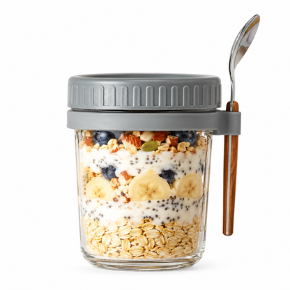 Overnight Oats Container – Leak-Proof Porridge Jar & Spoon Included